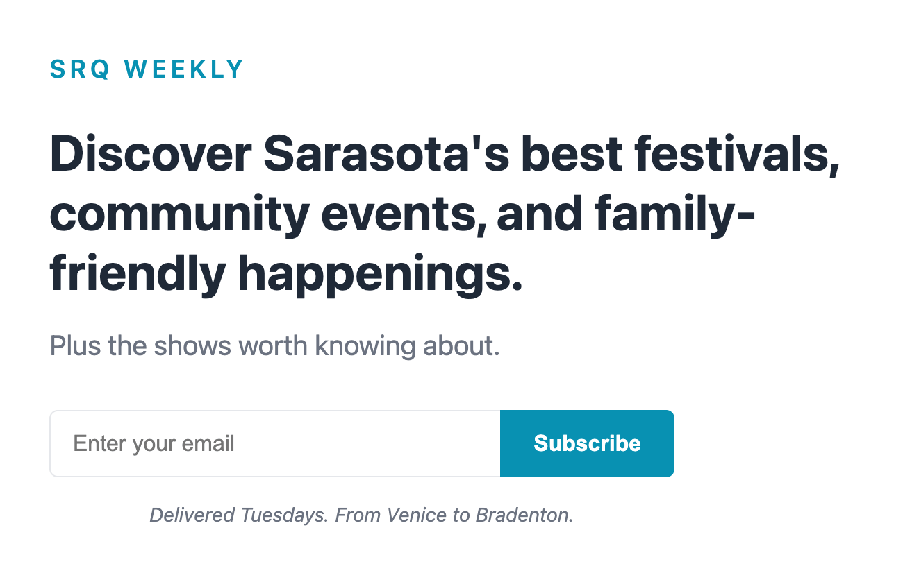 Screenshot of the homepage with newsletter signup