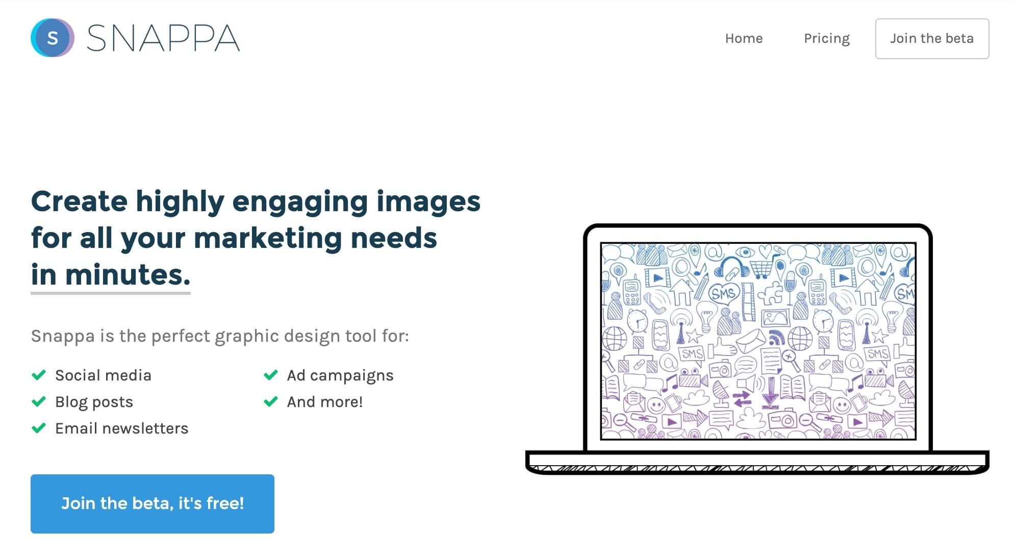 Snappa beta landing page